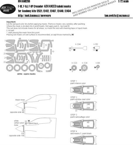 New Ware NWA-M0266 1/72 Mask F-8E,F-8J,F-8P Crusader ADVANCED (ACAD)