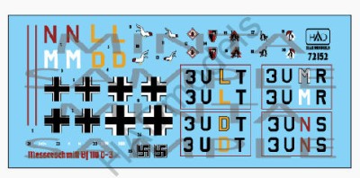 HAD 72152 Decal Bf 110 D-3/E-2 'AFRIKA' Part 1 1/72