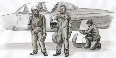 CMK F72306 Two Pilots &amp; Mechanic for Fouga Magister 1/72
