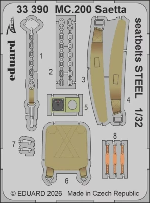 Eduard 33390 MC.200 Saetta seatbelts STEEL (ITAL) 1/32