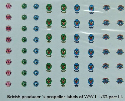 LF Model C3208 Decals British producer propeller labels III. 1/32