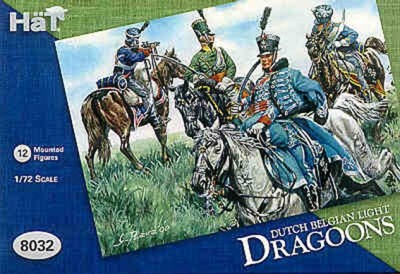 HAT 8032 Waterloo Dutch Belgian Light Cavalry 12 mounted figures with extra shoulder rolls. 1/72