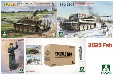 Takom 2195W BOX Sd. Kfz.181 Pz.Kpfw.VI Ausf.E Command Tiger + Sd. Kfz.181 Pz.Kpfw.VI Ausf.E ранний + фигура 1/16 Михаэля Витмана 1/35