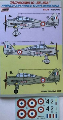 Kora Model NDT72040 Tachikawa Ki-36 Ida Fr.AF - Indochina декали декали 1/72