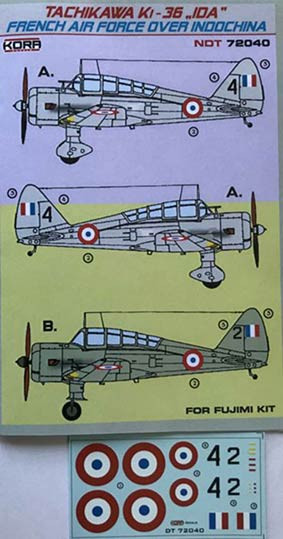 Kora Model NDT72040 Tachikawa Ki-36 Ida Fr.AF - Indochina декали декали 1/72