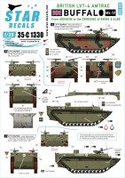 Star Decals 35-C1330 British LVT-4 Buffalo Mk.IV.From Arnheim to the crossing of Rhine and Elbe Rivers. NOTE: Same marking options as on the discontinued Star-Decals set 35-C1084. All markings of this set have been redesigned or corrected