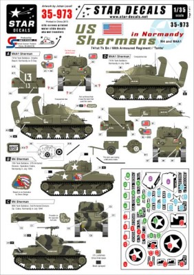 Star Decals STAR35973 U.S. Shermans in Normandy. 741st Tank Battalion, 66th Armoured Regiment and 'Tonto' 1/35