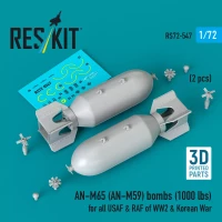 Reskit 72547 AN-M65 (AN-M59) bombs 1000 lbs. (2 pcs.) 1/72