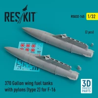 Reskit RSU32145 370 Gal. wing fuel tanks w/ pylons (type 2) 1/32