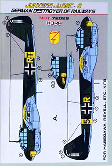 Kora Model NDT72029 Ju88C-6 Railways destroyer декали декали 1/72