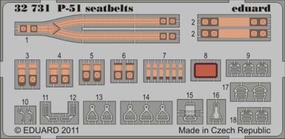 Eduard 32731 1/32 Фототравление привязные ремни P-51 Seatbelts