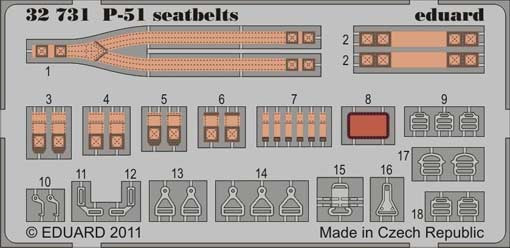 Eduard 32731 1/32 Фототравление привязные ремни P-51 Seatbelts