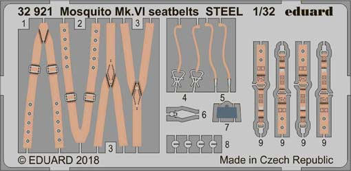 Eduard 32921 Mosquito Mk.VI seatbelts STEEL 1/32