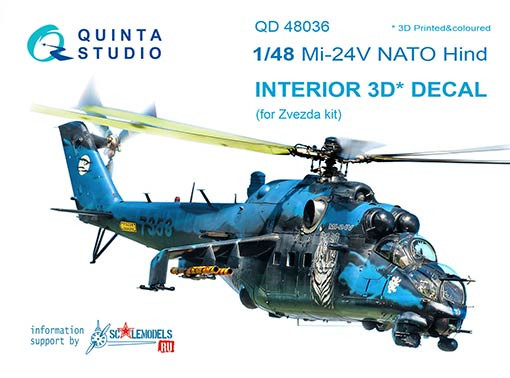 Quinta studio QD48036 Mi-24V NATO (black panels) (for Zvezda kit) 1/48