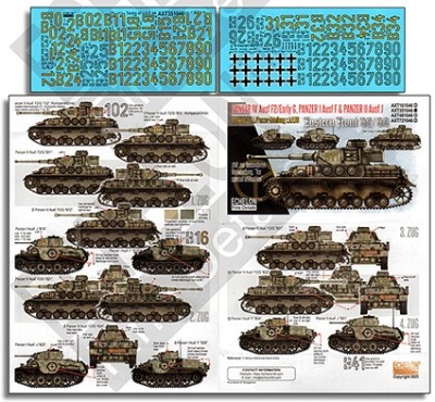 Echelon FD AXT351046 Pz-Abt z.b.V. 66 Panzer I Fs, II Js &amp; IV F2/Gs A one-stop set to cover all the tactical numbers of Panzer-Abteilung z.b.V. 66's 1/35