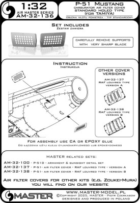 Master (Pl) 32136 P-51 Mustang carbur.air filter cover std.type 1/32