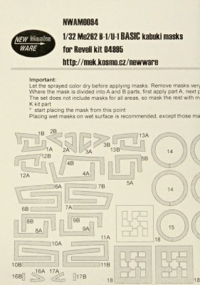 New Ware NWA-M0094 Mask Me262 B-1/U-1 BASIC (REV 04995) 1/32