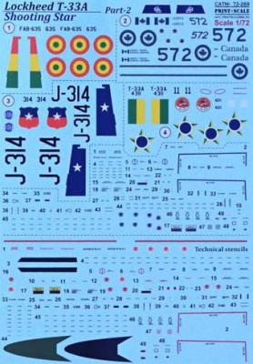Print scale 72-269 Lockheed T-33 Shooting Star Pt.2 (wet decals) 1/72