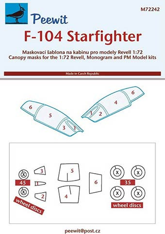 Peewit M72242 1/72 Canopy mask F-104 Starfighter (REV/MONO)