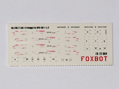 Foxbot Decals FBOT72064 Stencils for Missile Kh-29L/T (AS-14 Kedge) &amp; APU-58-1 1/72
