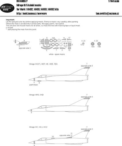 New Ware NWA-M0577 1/144 Mask Mirage III/5 (MARK 1 MODELS)