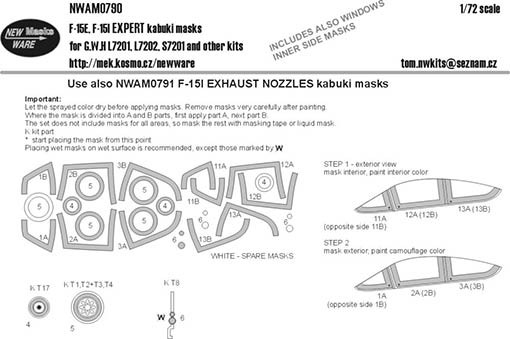 New Ware NWA-M0790 1/72 Mask F-15E, F-15I EXPERT (G.W.H.)