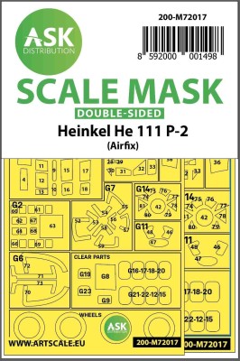 Art Scale 200-M72017 Heinkel He-111P-2 Kabuki wheels and canopy frame paint masks (inside &amp; outside) 1/72