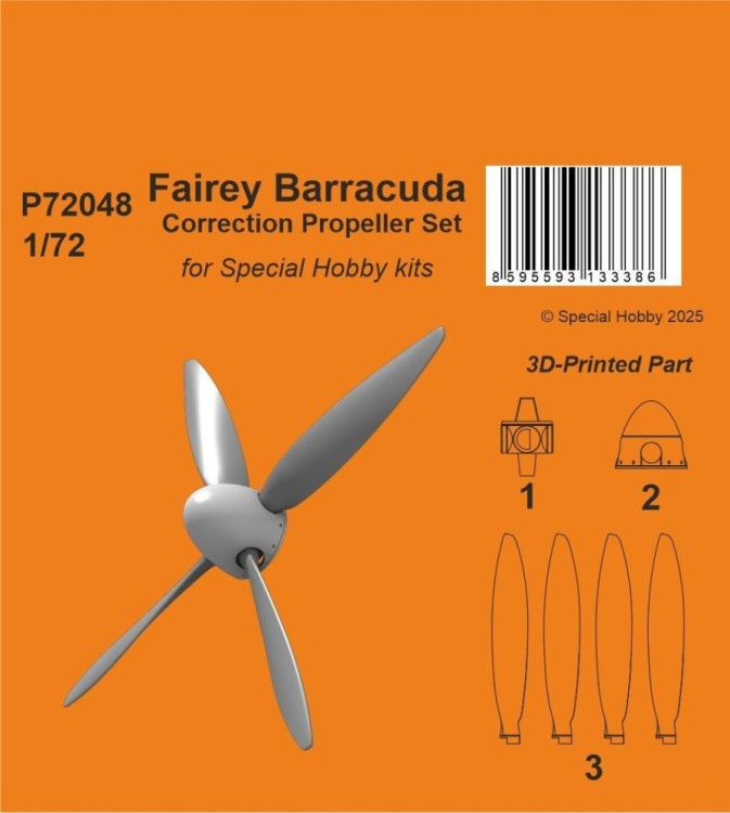 CMK P72048 Fairey Barracuda Correction Propeller (SP.H.) 1/72