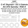 KV Models 14307 C-47 Skytrain / DC-3 Dakota / AC-47D Spooky / R4D-5 (ACADEMY #12633 / MINICRAFT #14747, #14732, #14701, #14671, #14583, #14602, #14548, #14527, #14509, #14490, #14489, #14477, #14458, #14434) + маски на диски и колеса US 1/144