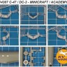 KV Models 14307 C-47 Skytrain / DC-3 Dakota / AC-47D Spooky / R4D-5 (ACADEMY #12633 / MINICRAFT #14747, #14732, #14701, #14671, #14583, #14602, #14548, #14527, #14509, #14490, #14489, #14477, #14458, #14434) + маски на диски и колеса US 1/144