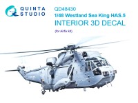 Quinta studio QD48430 Westland Sea King HAS.5 (Airfix) 3D Декаль интерьера кабины 1/48