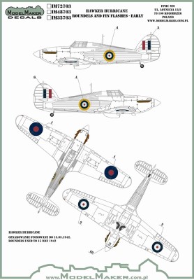 Model Maker Decals IM32703 Hawker Hurricane roundels and fin flashes-EARLY 1/32