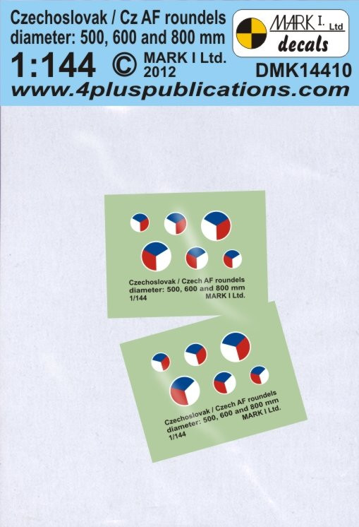 4+ Publications DMK-14410 1/144 Decals Czechoslovak roundels (500,600,800mm)