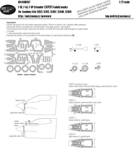 New Ware NWA-M0267 1/72 Mask F-8E,F-8J,F-8P Crusader EXPERT (ACAD)