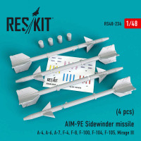 Reskit RS48-0234 AIM-9E Sidewinder missile (4 pcs.) 1/48
