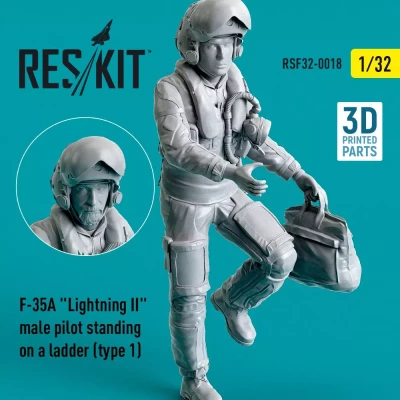 Reskit F32018 F-35A Lightning II male pilot stand.+ledder 1 1/32