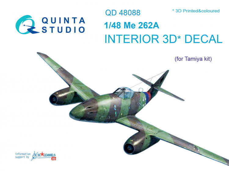 Quinta studio QD48088 Me-262A (для модели Tamiya) 3D декаль интерьера кабины 1/48