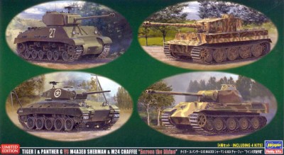 Hasegawa 30035 Tiger I &amp; Panther G VS M4A4E8 Shaman &amp; M24 Chaffee &quot;Rhine Breakthrough Strategy&quot; 1/72