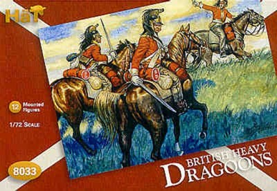 HAT 8033 Napoleonic British Dragoons 12 mounted figures with extra hats for conversion possibilities. 1/72