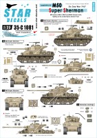 Star Decals 35-C1081 Israeli AFVs # 5. Build on M4A1, M4A3 and M4A4 Sherman hulls. M50 Super Sherman. Six Day War in 1967. Previously sold as Bison-Decal 35165 1/35