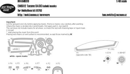 New Ware NWA-M0319 1/48 Mask EMB312 Tucano BASIC (HOBBY 81763)