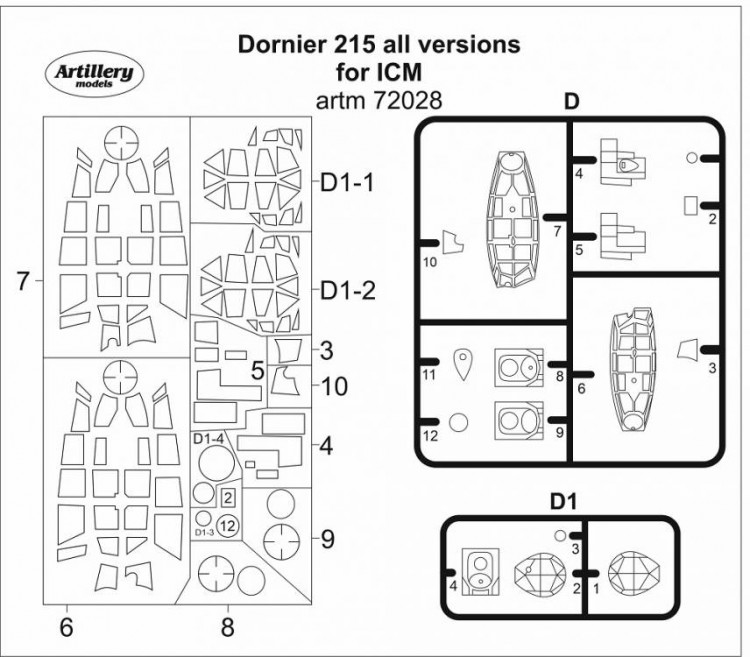 Fly model M7228 Masks for Dornier 215 all versions (ICM) 1/72