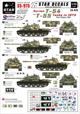 Star Decals STAR35975 Syrian Soviet T-54 and Soviet T-55 Tanks in 1973 Yom Kippur War 1/35