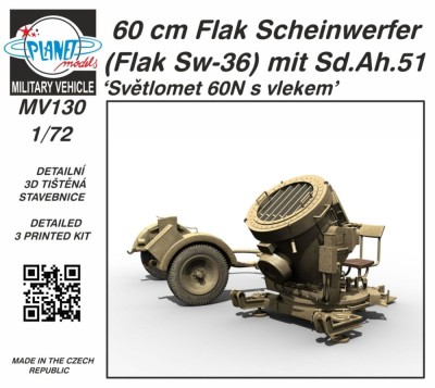 Planet Models MV72130 60cm Flak Scheinwerfer w/ Sd.Ah.51 1/72