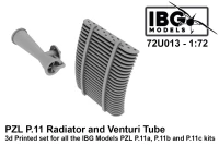 IBG Models U7213 PZL P.11c Radiator&Venturi Tube (3D-Printed) 1/72