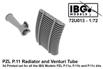 IBG Models U7213 PZL P.11c Radiator&amp;Venturi Tube (3D-Printed) 1/72