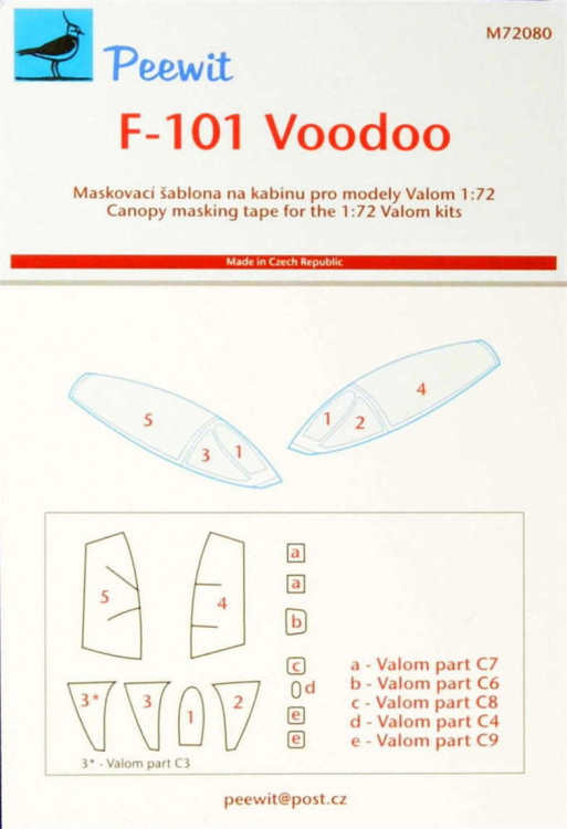 Peewit PW-M72080 1/72 Canopy mask F-101 Voodoo (VALOM)