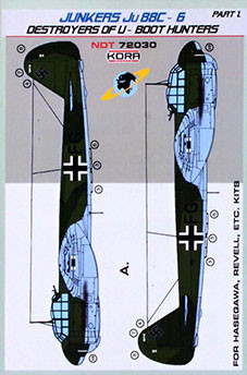 Kora Model NDT72030 Ju88C-6 Destroyer of U-Boot hunt. Pt.1 декали декали 1/72
