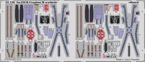 Eduard 32729 1/32 Фототравление привязные ремни Su-25UB Frogfoot B seatbelts