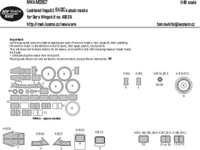 New Ware NWA-M0907 Mask Lockheed Vega 5C BASIC (DORA W.) 1/48